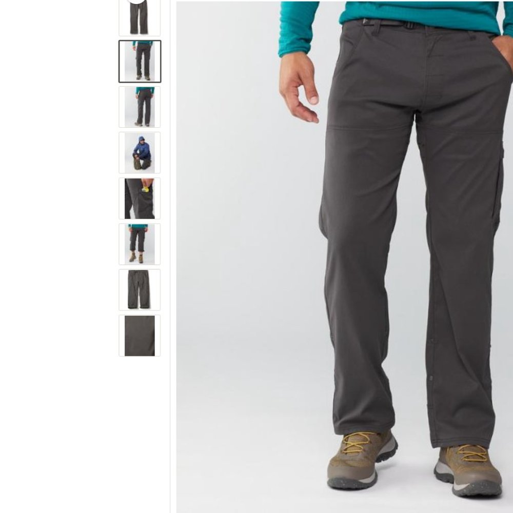 NWT prAna Stretch Zion Pants charcoals 34 x 34